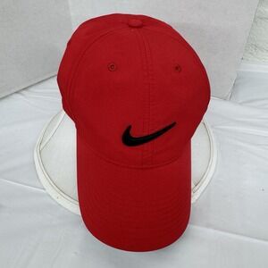 Nike Hat Cap Strap Back Mens Red Legacy 91 Dri Fit Golf Athletic Sport Swoosh